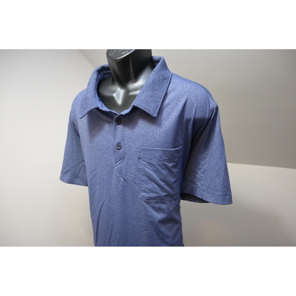 Duluth Trading Co Polo Shirt Mens 2XL Blue Heathered Pocket Standard Fit EUC